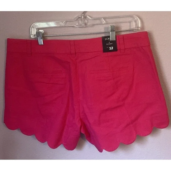 J. Crew Hot Pink Scalloped Shorts Size 12 New with Tags Barbiecore - Picture 2 of 3